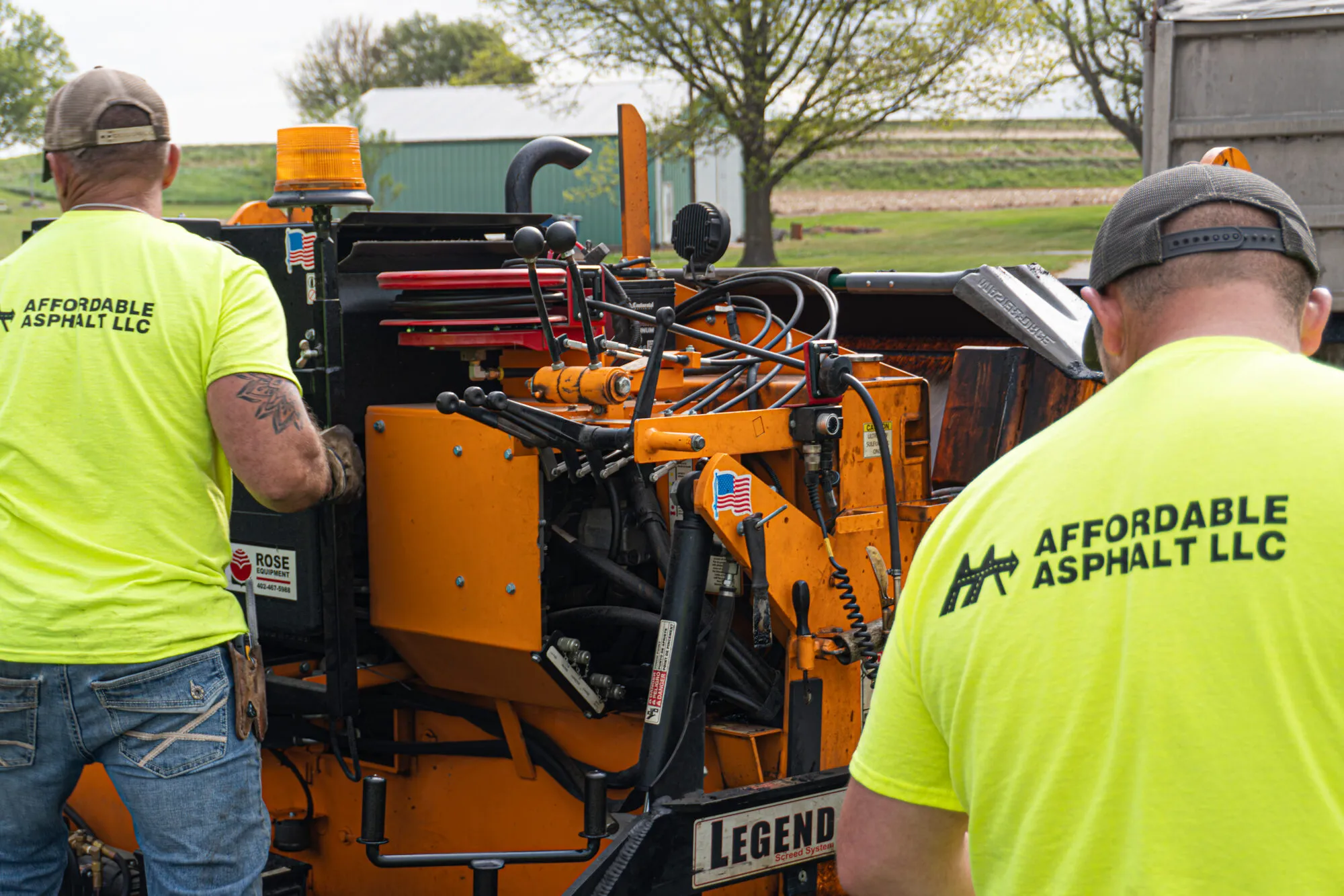 The family-owned Affordable Asphalt crew on a paving job in southwest Iowa